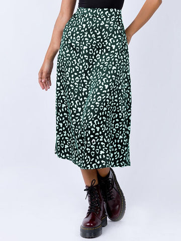 Airchics longue jupe léopard fendu le côté taille haute femme mode